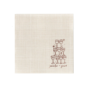 Elevate your wedding's charm with the Kitschy Cocktail Hour Pyramid Toast Napkin, where the couple's names rest below an illustrative pyramid of wine glasses—symbolizing a collective celebration of love. A whimsical yet modern detail for your special day.
