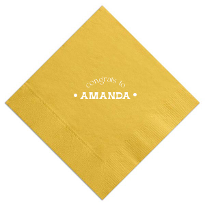 Celebrate the grad with the Congrats To The Graduate Napkin! Featuring arched text declaring a congratulatory message to the honoree, you can personalize this napkin with your name for a graduation party. 