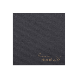 Mark the occasion with the Graduation Soiree Elegance Napkin, beautifully personalized with the graduate's name and commencement year in a contemporary script. A refined essential for any modern and classic graduation celebration.