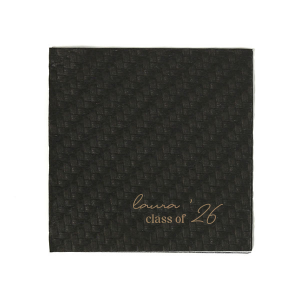 Mark the occasion with the Graduation Soiree Elegance Napkin, beautifully personalized with the graduate's name and commencement year in a contemporary script. A refined essential for any modern and classic graduation celebration.