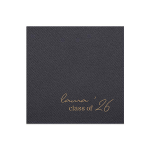 Mark the occasion with the Graduation Soiree Elegance Napkin, beautifully personalized with the graduate's name and commencement year in a contemporary script. A refined essential for any modern and classic graduation celebration.