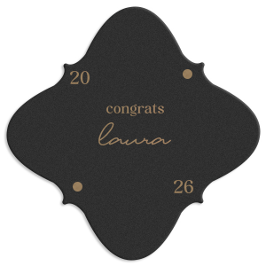 Protect surfaces while celebrating in style with the Graduation Soiree Dot Adorned Coaster, personalized with the graduate's name and year in a modish script font, and embellished with two elegant dot graphics. A sophisticated addition to any classic graduation party decor.