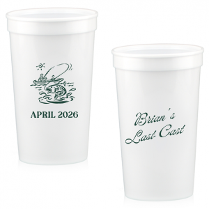 Commemorate the bachelor's 'Last Cast' before tying the knot with the Bachelor Party Last Cast Cup, personalized with the bachelor's name in a vintage script and a nostalgic illustration of a man fishing from a boat. Add the special date in a classic serif font for a keepsake that will be treasured long after the bachelor party.