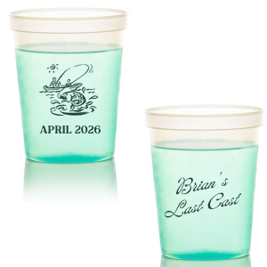 Commemorate the bachelor's 'Last Cast' before tying the knot with the Bachelor Party Last Cast Cup, personalized with the bachelor's name in a vintage script and a nostalgic illustration of a man fishing from a boat. Add the special date in a classic serif font for a keepsake that will be treasured long after the bachelor party.