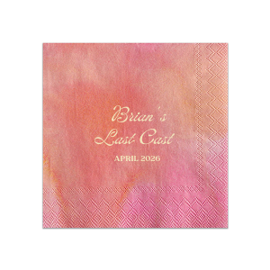 Celebrate the bachelor's final foray into singlehood with the Last Cast Bachelor Party Napkin, featuring the guest of honor's name in a vintage inspired script, the emblematic "Last Cast" phrase, and the event date in a straightforward serif font. A classic touch for a fishing retreat-themed bachelor bash.