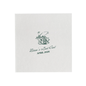 Set sail for matrimonial life with the Fishing Retreat Bachelor Party Napkin, embellished with a scenic graphic of a lone fisherman in a boat. Below, the bachelor's name is penned in a vintage inspired script, with the phrase "Last Cast" and the date of the event in a neat serif font, crafting the perfect vintage vibe for a pre-wedding celebration.