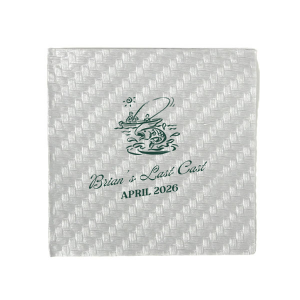 Set sail for matrimonial life with the Fishing Retreat Bachelor Party Napkin, embellished with a scenic graphic of a lone fisherman in a boat. Below, the bachelor's name is penned in a vintage inspired script, with the phrase "Last Cast" and the date of the event in a neat serif font, crafting the perfect vintage vibe for a pre-wedding celebration.