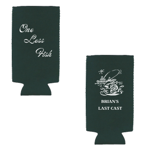 Keep your drinks chilled and your spirits high with the One Less Fish Bachelor Party Cooler. One side reels in the laughs with the phrase "One Less Fish," while the other side features a classic graphic of an angler in a boat. Personalize the catch with the bachelor's name, making it a prized token from the ultimate outdoorsman's send-off.