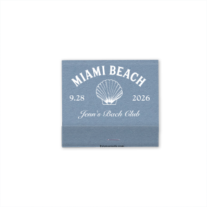 Ignite the fun at your seaside soiree with the Bachelorette Beach Party Seashell Match, personalized with the bachelorette's name in classic script, the party location, and date. Adorned with an elegant shell graphic, it's a perfect memento for "The Last Splash."