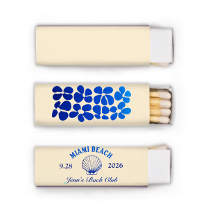 Ignite the fun at your seaside soiree with the Bachelorette Beach Party Seashell Match, personalized with the bachelorette's name in classic script, the party location, and date. Adorned with an elegant shell graphic, it's a perfect memento for "The Last Splash."
