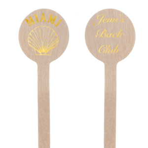 Mix up some seaside magic with the Bachelorette Beach Party Shell Stir Stick, perfect for adding a splash of ocean charm to your drinks. Personalize with the bachelorette's name in an elegant script on one side, and the beachy party locale with a seashell emblem on the other. A must-have for "The Last Splash" bachelorette bash.