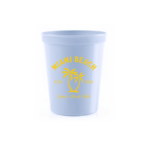 Savor the seaside festivities with the Bachelorette Beach Party Palm Breeze Cup, personalized with the bachelorette's name in a sophisticated script, her party's locale, and the date, all surrounding the sway of a tropical palm tree graphic. A refreshing choice for "The Last Splash" bachelorette celebration.