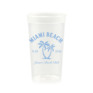 Savor the seaside festivities with the Bachelorette Beach Party Palm Breeze Cup, personalized with the bachelorette's name in a sophisticated script, her party's locale, and the date, all surrounding the sway of a tropical palm tree graphic. A refreshing choice for "The Last Splash" bachelorette celebration.