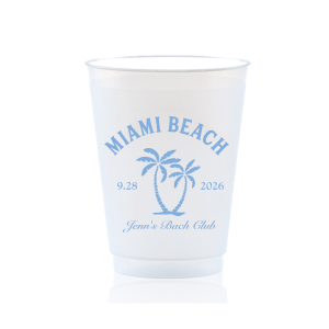 Savor the seaside festivities with the Bachelorette Beach Party Palm Breeze Cup, personalized with the bachelorette's name in a sophisticated script, her party's locale, and the date, all surrounding the sway of a tropical palm tree graphic. A refreshing choice for "The Last Splash" bachelorette celebration.