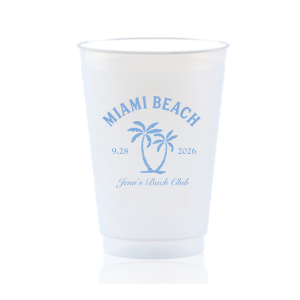 Savor the seaside festivities with the Bachelorette Beach Party Palm Breeze Cup, personalized with the bachelorette's name in a sophisticated script, her party's locale, and the date, all surrounding the sway of a tropical palm tree graphic. A refreshing choice for "The Last Splash" bachelorette celebration.