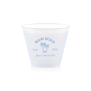 Savor the seaside festivities with the Bachelorette Beach Party Palm Breeze Cup, personalized with the bachelorette's name in a sophisticated script, her party's locale, and the date, all surrounding the sway of a tropical palm tree graphic. A refreshing choice for "The Last Splash" bachelorette celebration.
