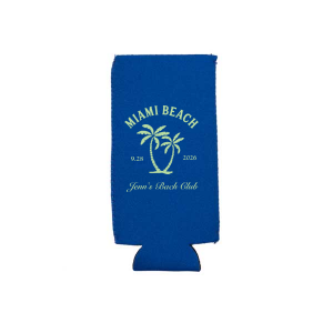 Keep your drinks as cool as the ocean breeze with the Bachelorette Beach Party Tropical Chill Can Cooler. Adorned with palm tree graphics, it's personalized with the bachelorette's name in an elegant script, along with the location and date of the beachside bash. A must-have for staying refreshed during "The Last Splash."