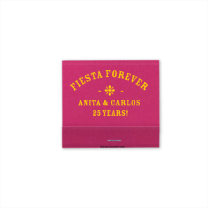 Ignite a lifetime of celebrations with the Fiesta Forever Anniversary Matchbox, elegantly adorned with "Fiesta Forever" arched over a stylized flower graphic. Customize with the couple's names and the number of years they've joyfully shared, capturing the essence of an endless fiesta.