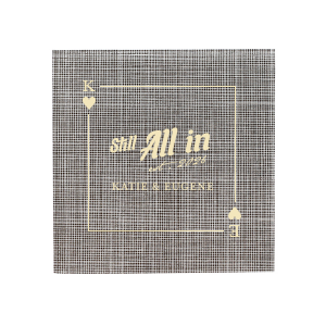 Deal a hand of love with the Hearts Playing Card Still All In Anniversary Napkin, featuring a beautifully framed hearts playing card customizable with your initials. The bold statement "Still All In" is highlighted in the center, with the year of union in a delicate script below, and space to add the couple's names. A classic and heartfelt addition to your anniversary celebration.