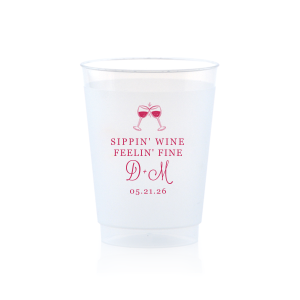 Sippin’ Wine Cup serves up cheers in style: a frosted 10 oz Flex printed in matte dark‑magenta with a clinking‑glasses graphic. Add initials, date, or a cheeky line. Spot‑on for vineyard weddings, cocktail hours, wine tastings, showers, and birthday bashes.