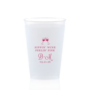 Sippin’ Wine Cup serves up cheers in style: a frosted 10 oz Flex printed in matte dark‑magenta with a clinking‑glasses graphic. Add initials, date, or a cheeky line. Spot‑on for vineyard weddings, cocktail hours, wine tastings, showers, and birthday bashes.