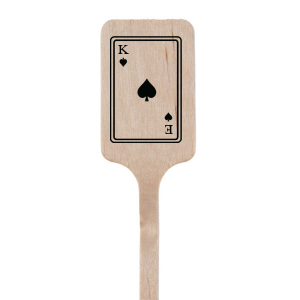 Accentuate your anniversary toast with the Spades Playing Card Stir Stick. This elegant piece features a spades playing card design, ready to be personalized with your initials, signifying a love that's as deep and enduring as the suit itself. A classic addition to your commemorative celebration.