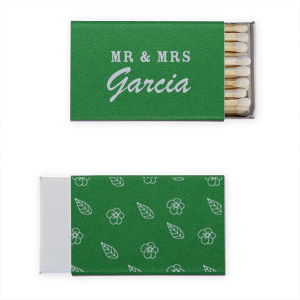 Ignite the spark with the Mr & Mrs Block Matchbook. Bold block letters and an elegant surname unite in style, while charming floral graphics on the back keep things blooming. A matchbox that lights up conversation as well as candles!