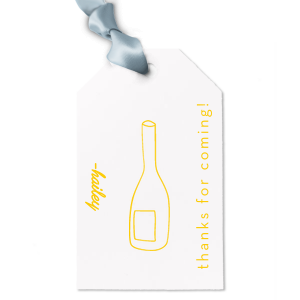 Express your gratitude in style with the Minimal Bridal Shower Chic Bottle Tag, showcasing a sleek line drawing of a wine bottle. To the left, personalize with the bride-to-be's name in a contemporary script, and to the right, the simple yet elegant "thanks for coming" in a clean sans serif. The perfect finishing touch for your chic and modern bridal shower favors.