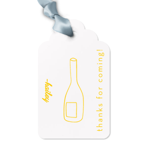 Express your gratitude in style with the Minimal Bridal Shower Chic Bottle Tag, showcasing a sleek line drawing of a wine bottle. To the left, personalize with the bride-to-be's name in a contemporary script, and to the right, the simple yet elegant "thanks for coming" in a clean sans serif. The perfect finishing touch for your chic and modern bridal shower favors.