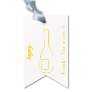 Express your gratitude in style with the Minimal Bridal Shower Chic Bottle Tag, showcasing a sleek line drawing of a wine bottle. To the left, personalize with the bride-to-be's name in a contemporary script, and to the right, the simple yet elegant "thanks for coming" in a clean sans serif. The perfect finishing touch for your chic and modern bridal shower favors.