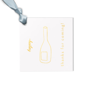 Express your gratitude in style with the Minimal Bridal Shower Chic Bottle Tag, showcasing a sleek line drawing of a wine bottle. To the left, personalize with the bride-to-be's name in a contemporary script, and to the right, the simple yet elegant "thanks for coming" in a clean sans serif. The perfect finishing touch for your chic and modern bridal shower favors.
