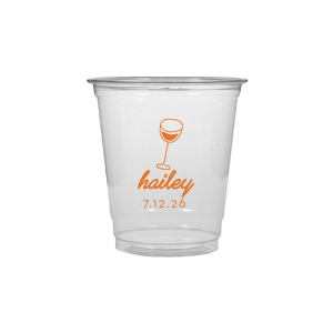 Captivate your guests with the Minimal Bridal Shower Cup, displaying a delicate wine glass illustration. Beneath it, the date of the event is inscribed in a refined sans serif font, while the bride-to-be's name adorns the top in a chic, modern script. A tasteful complement to your stylish and contemporary bridal shower.