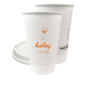 Captivate your guests with the Minimal Bridal Shower Cup, displaying a delicate wine glass illustration. Beneath it, the date of the event is inscribed in a refined sans serif font, while the bride-to-be's name adorns the top in a chic, modern script. A tasteful complement to your stylish and contemporary bridal shower.