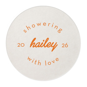 Embrace the essence of modern elegance with the Minimal Bridal Shower Coaster. The bride-to-be's name is gracefully scripted at the center, encircled by the tender sentiment "Showering with Love," with a space to add the celebration date. A chic and understated token of affection for her special day.