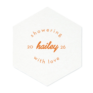 Embrace the essence of modern elegance with the Minimal Bridal Shower Coaster. The bride-to-be's name is gracefully scripted at the center, encircled by the tender sentiment "Showering with Love," with a space to add the celebration date. A chic and understated token of affection for her special day.