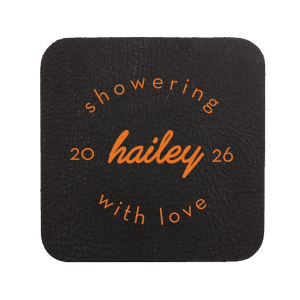 Embrace the essence of modern elegance with the Minimal Bridal Shower Coaster. The bride-to-be's name is gracefully scripted at the center, encircled by the tender sentiment "Showering with Love," with a space to add the celebration date. A chic and understated token of affection for her special day.