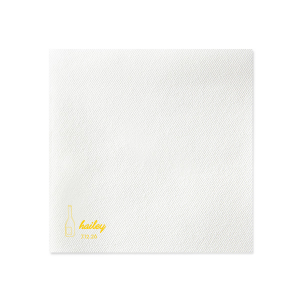 Lay the foundation for an elegant affair with the Minimal Bridal Shower Wine Bottle Napkin. Adorn your event with the bride-to-be's name in contemporary script, complemented by the shower date in a chic serif font, all alongside a stylized wine bottle graphic. A refined choice for a modern bridal shower setting.