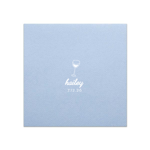 Present a touch of minimalist sophistication with the Minimal Bridal Shower Wine Glass Napkin, showcasing a bold line drawing of a wine glass. Below, add a personalized touch with the bride-to-be's name in a modern script, while the event date is tastefully displayed in a contemporary serif font. A perfect complement to a chic and stylish bridal shower.