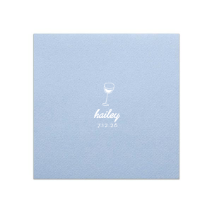 Present a touch of minimalist sophistication with the Minimal Bridal Shower Wine Glass Napkin, showcasing a bold line drawing of a wine glass. Below, add a personalized touch with the bride-to-be's name in a modern script, while the event date is tastefully displayed in a contemporary serif font. A perfect complement to a chic and stylish bridal shower.