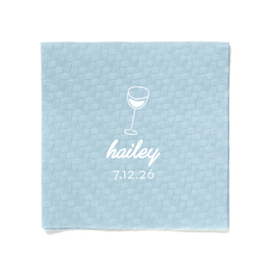 Present a touch of minimalist sophistication with the Minimal Bridal Shower Wine Glass Napkin, showcasing a bold line drawing of a wine glass. Below, add a personalized touch with the bride-to-be's name in a modern script, while the event date is tastefully displayed in a contemporary serif font. A perfect complement to a chic and stylish bridal shower.