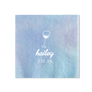 Present a touch of minimalist sophistication with the Minimal Bridal Shower Wine Glass Napkin, showcasing a bold line drawing of a wine glass. Below, add a personalized touch with the bride-to-be's name in a modern script, while the event date is tastefully displayed in a contemporary serif font. A perfect complement to a chic and stylish bridal shower.