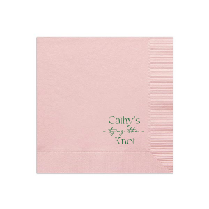 Embrace elegance at the bridal shower with the Modern Knot Tying Bridal Shower Napkin, featuring the bride's name above thegracefully scripted phrase "Tying the Knot." A chic, romantic, and simplistic choice for celebrating a bridal shower.