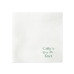 Embrace elegance at the bridal shower with the Modern Knot Tying Bridal Shower Napkin, featuring the bride's name above thegracefully scripted phrase "Tying the Knot." A chic, romantic, and simplistic choice for celebrating a bridal shower.