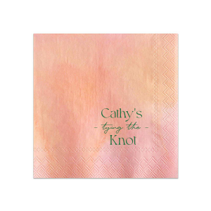 Embrace elegance at the bridal shower with the Modern Knot Tying Bridal Shower Napkin, featuring the bride's name above thegracefully scripted phrase "Tying the Knot." A chic, romantic, and simplistic choice for celebrating a bridal shower.