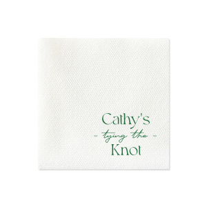 Embrace elegance at the bridal shower with the Modern Knot Tying Bridal Shower Napkin, featuring the bride's name above thegracefully scripted phrase "Tying the Knot." A chic, romantic, and simplistic choice for celebrating a bridal shower.