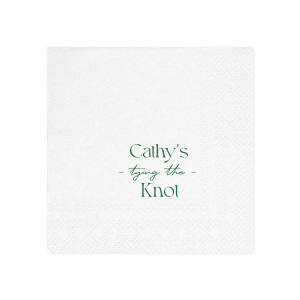 Embrace elegance at the bridal shower with the Modern Knot Tying Bridal Shower Napkin, featuring the bride's name above thegracefully scripted phrase "Tying the Knot." A chic, romantic, and simplistic choice for celebrating a bridal shower.