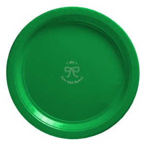 Present your bridal shower treats on the Bowridal Shower Elegance Plate, beautifully adorned with the bride's name arched over a sophisticated bow graphic. The charming phrase "Bow-ridal Shower" below adds a playful twist to this chic and stylish serving piece.