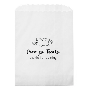 Carry your essentials in the Chillin' Cat Personalized Bag, featuring a relaxed cartoon cat cradling a cup. Add a personal touch with your or your cat's name in a flowing script font below this playful and modern graphic. The perfect tote to pass out wedding party favors or give your friends after a house party.