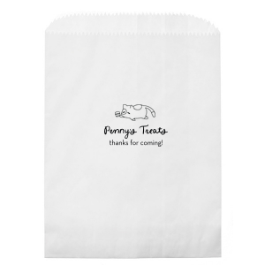 Carry your essentials in the Chillin' Cat Personalized Bag, featuring a relaxed cartoon cat cradling a cup. Add a personal touch with your or your cat's name in a flowing script font below this playful and modern graphic. The perfect tote to pass out wedding party favors or give your friends after a house party.