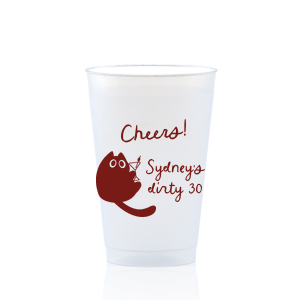 Toast to another fabulous year with the Birthday Cheers Cat Martini Cup, showcasing a cute graphic of a cartoon cat holding a martini glass. Personalize this festive cup with your name, milestone birthday year, and a spirited "Cheers!" in a stylish script font—a purr-fect celebration accessory.